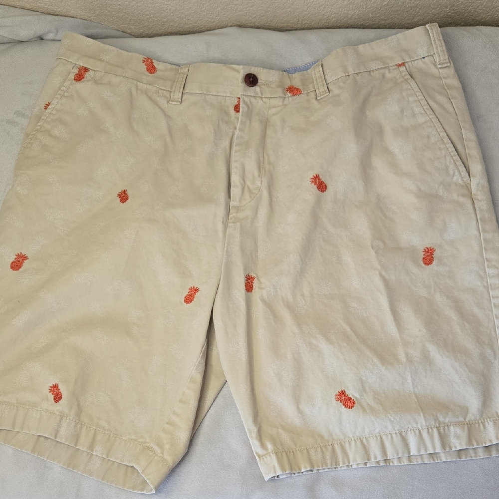 Tommy Hilfiger Beige Shorts with Orange Pineapple Design